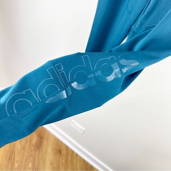 Adidas Peacock Blue Training Tights w/Logo on Leg Sz L - Picture 4 of 15